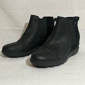 Sorel Evie II Wedge Chelsea Ankle Bootie Black Waterproof Women Size 7 Traction